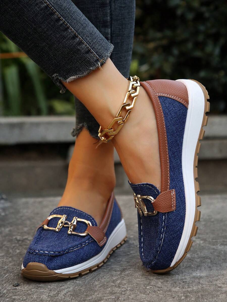 Hazzie | Women's Chain Bit Slip-On Loafers Casual Flat Shoes - Image 2