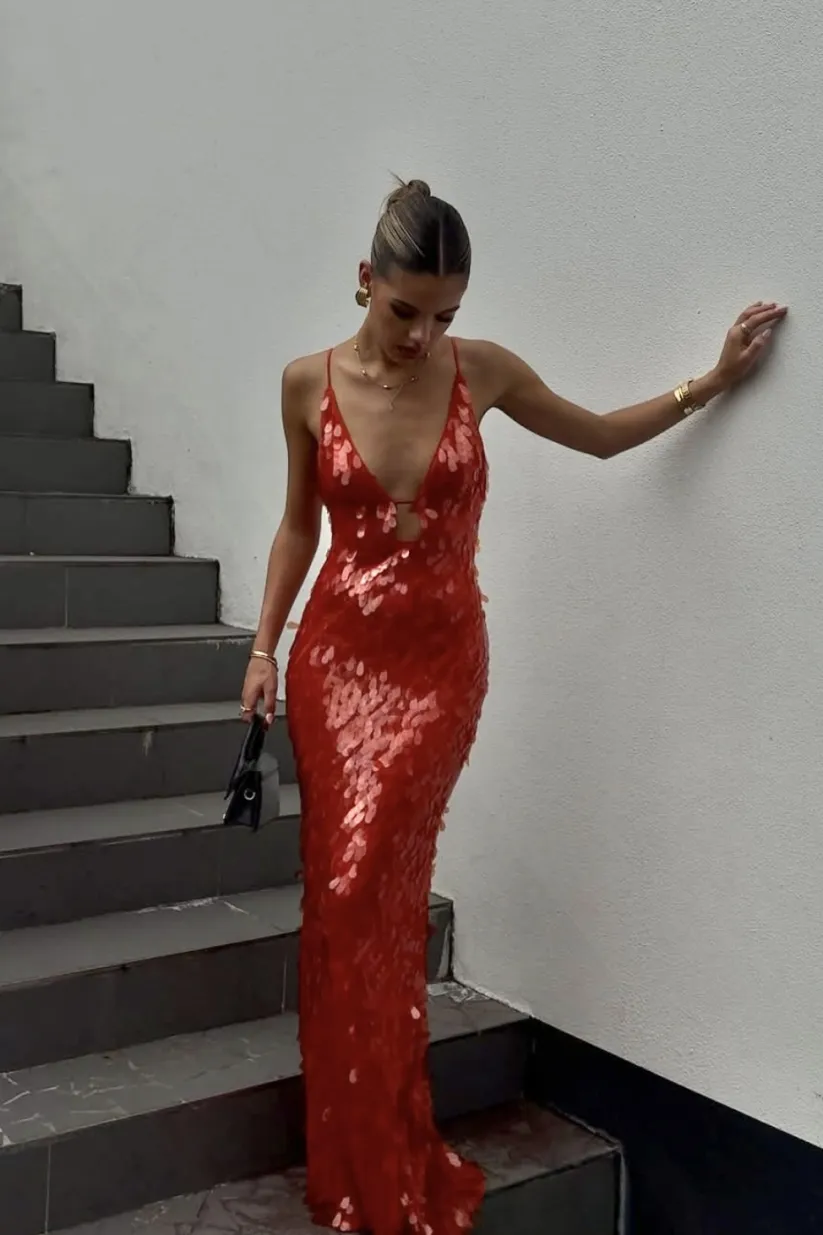 Holly | Women's Wedding Guest Sequin Backless Dress