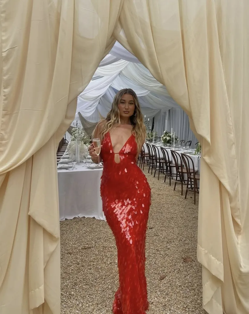 Holly | Women's Wedding Guest Sequin Backless Dress - Image 7