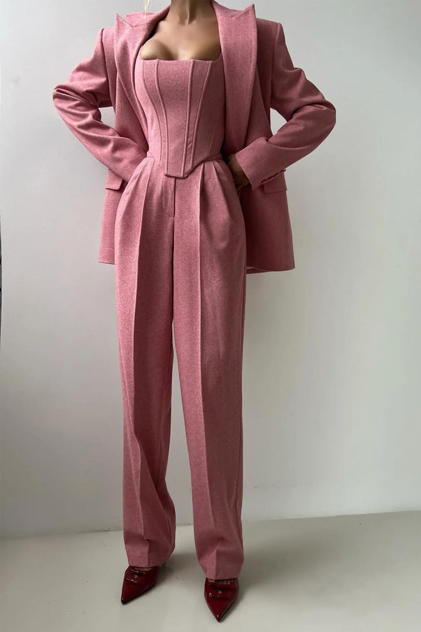 Imogen | Women's Herringbone Three Piece Suit Set - Image 8