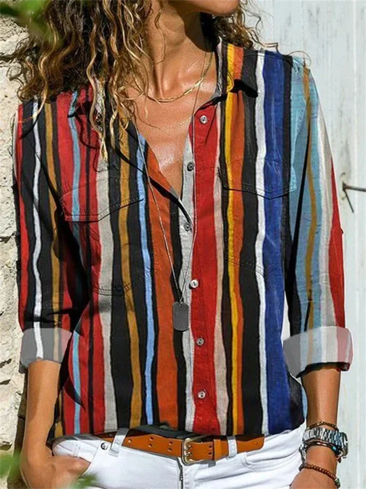 Isabelle | Women's Floral Print Long Sleeve Button-Down Blouse - Image 2