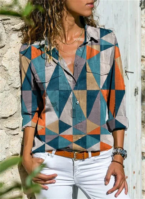 Isabelle | Women's Floral Print Long Sleeve Button-Down Blouse - Image 3