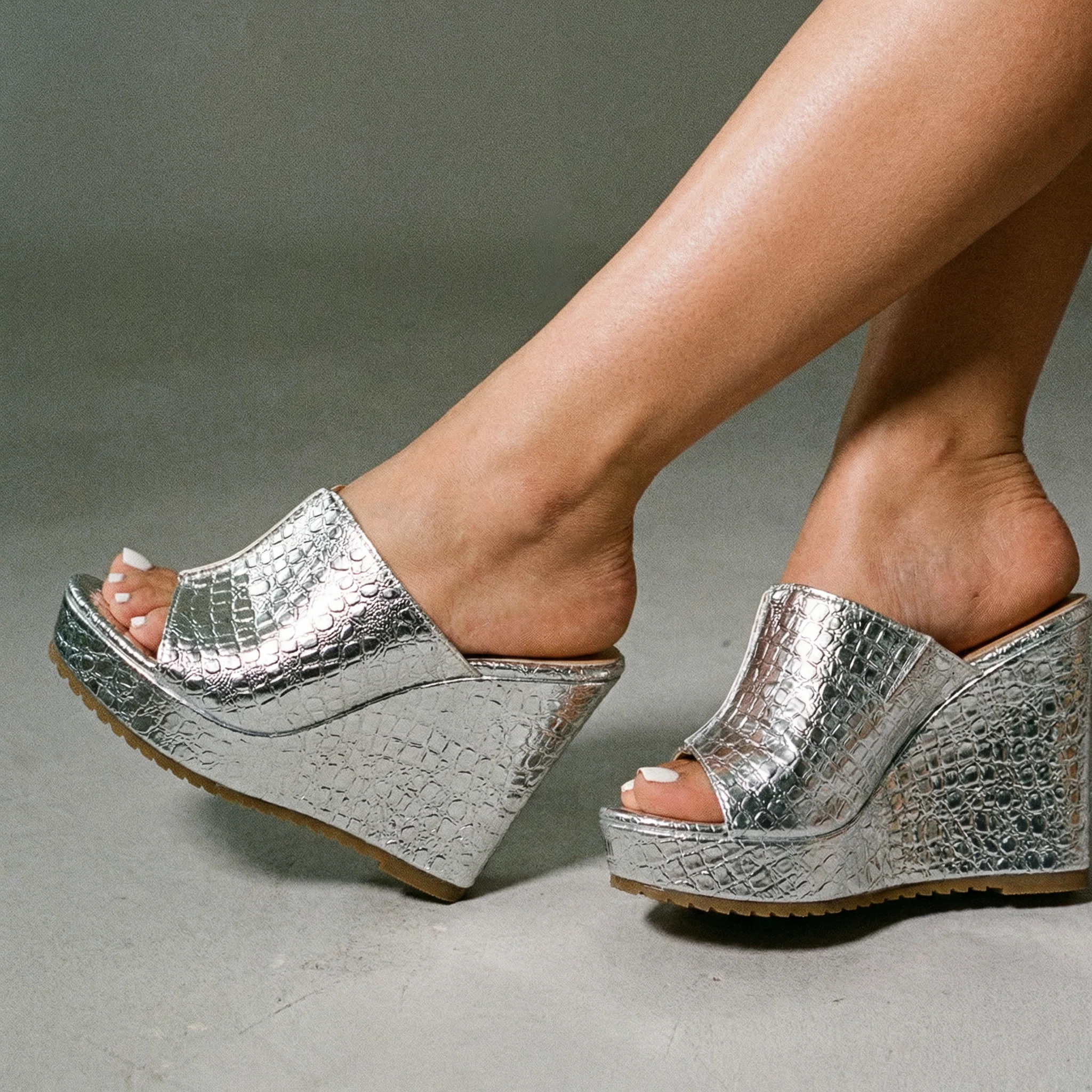 Isadora | Women's Gold Platform Wedge Sandals - Image 8