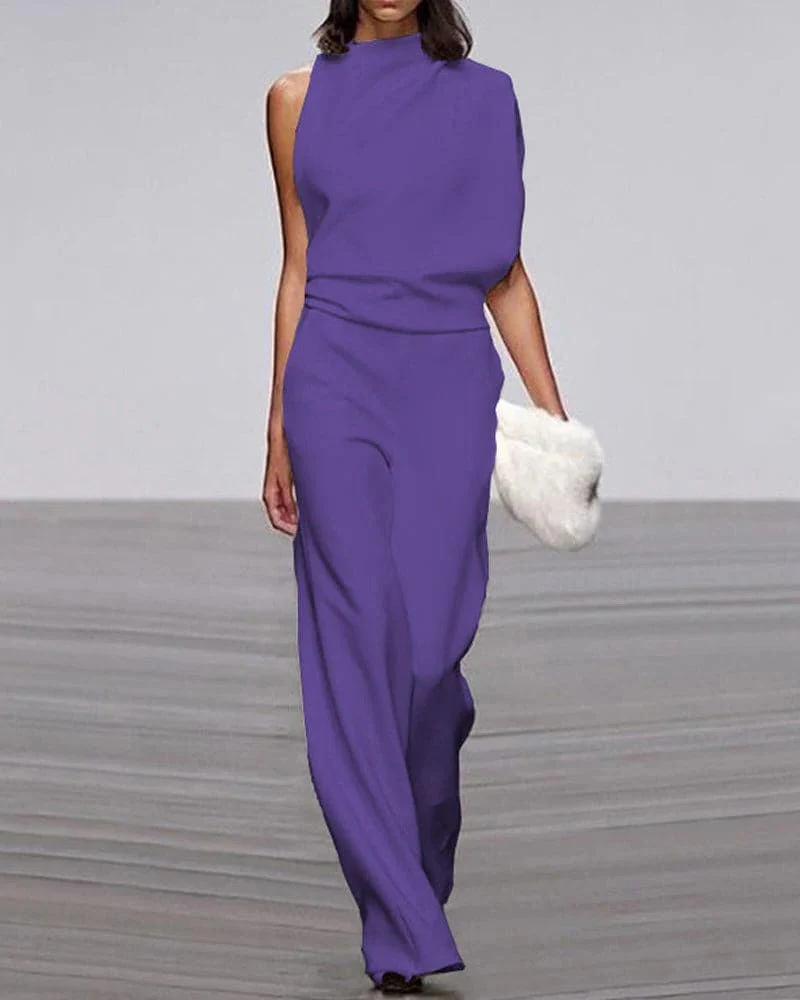 Ivory | Women's Wide Leg Jumpsuit Sleeveless Mock Neck Formal Outfit - Image 6