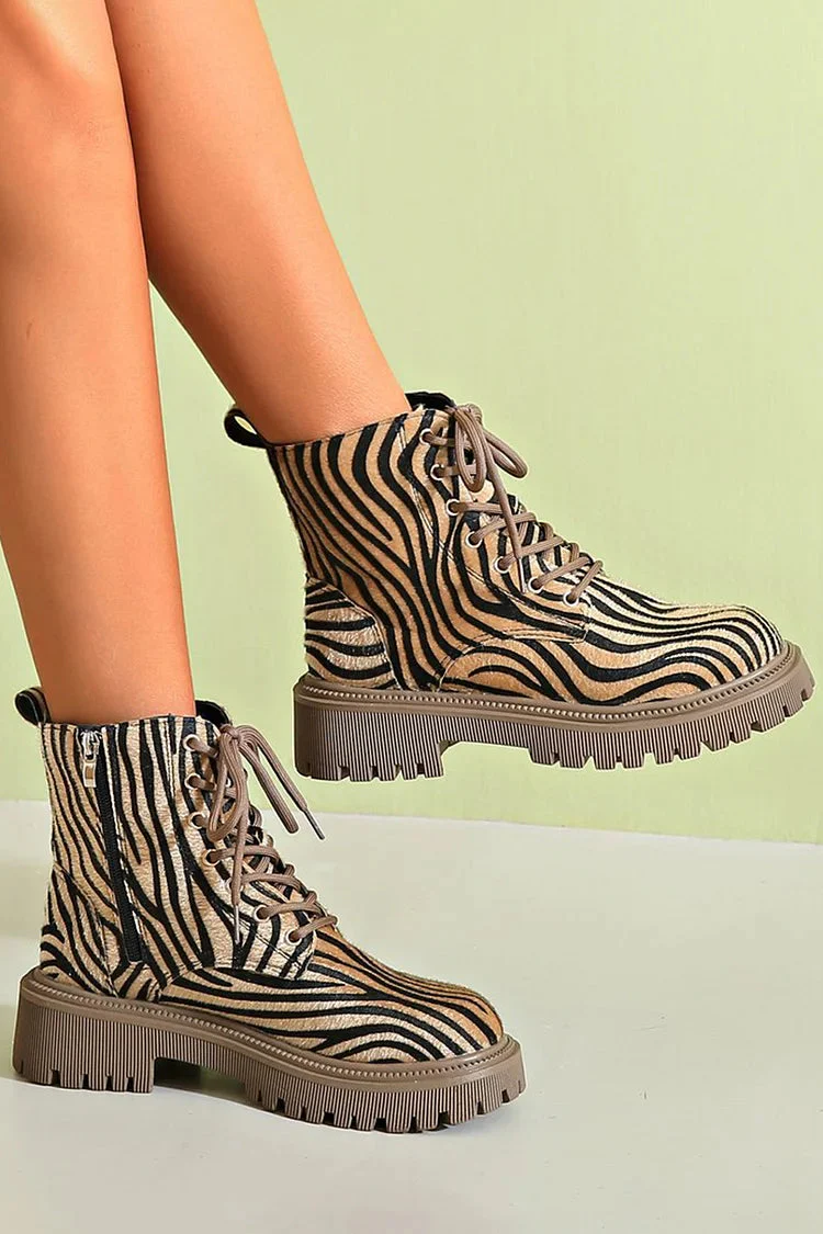 Jemima™ | Zebra Lace-Up Boots - Image 2
