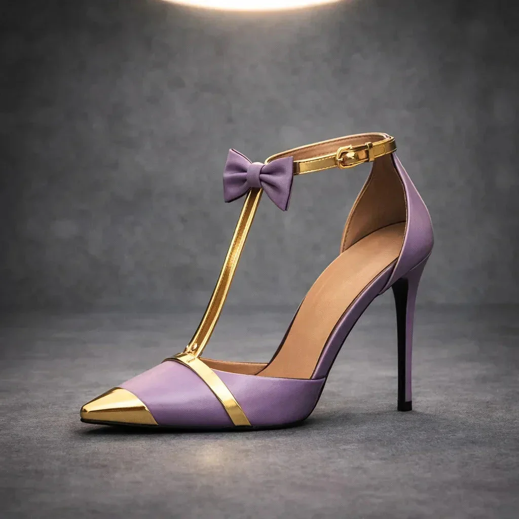 Katarina | Women's Bow Tie Ankle Strap Stiletto Heels - Image 9