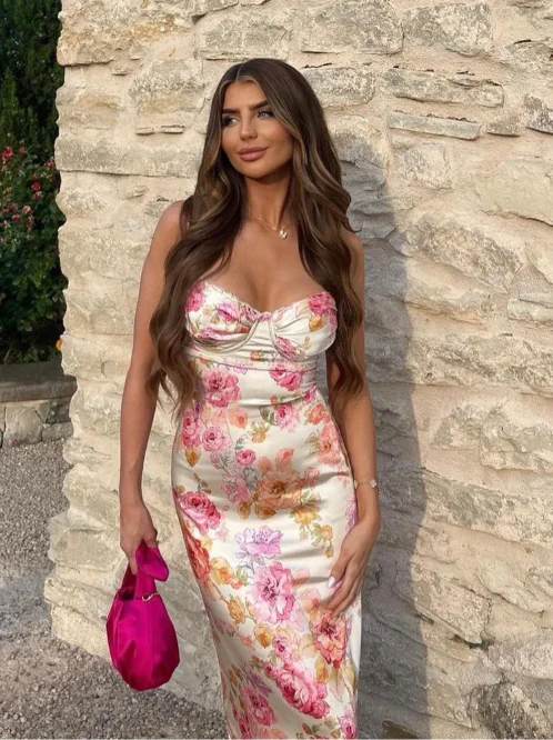 Katherine | Women's Wedding Guest Floral Spaghetti Strap Dress - Image 6