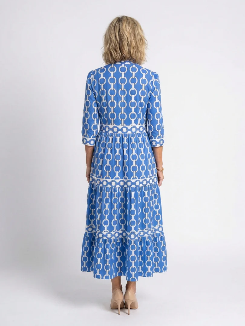 Keziah | Women's Chain Print 3/4 Sleeve Midi Dress - Image 3