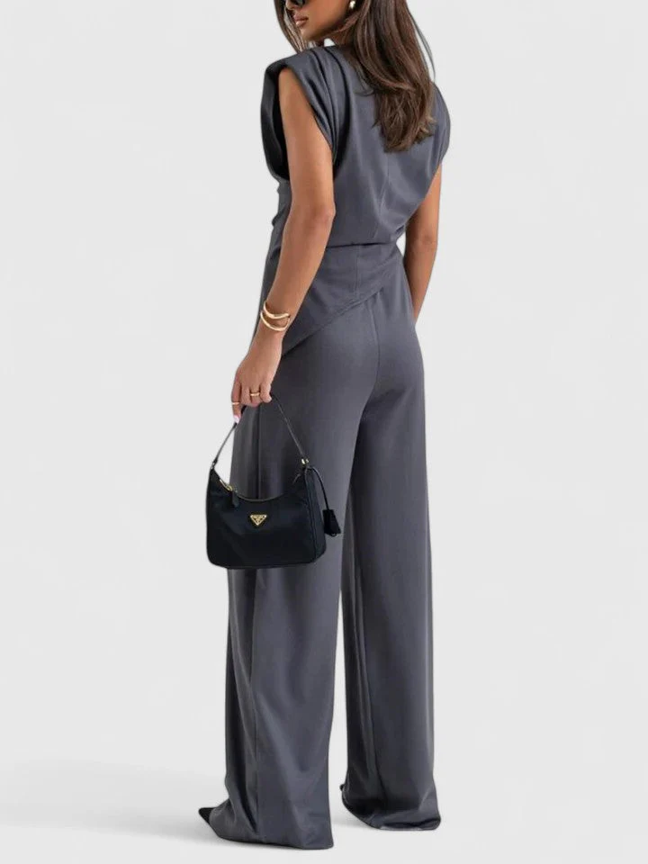 Laiza | Women's Draped Two-Piece Set Wide Leg Pants Occasion Outfit - Image 12