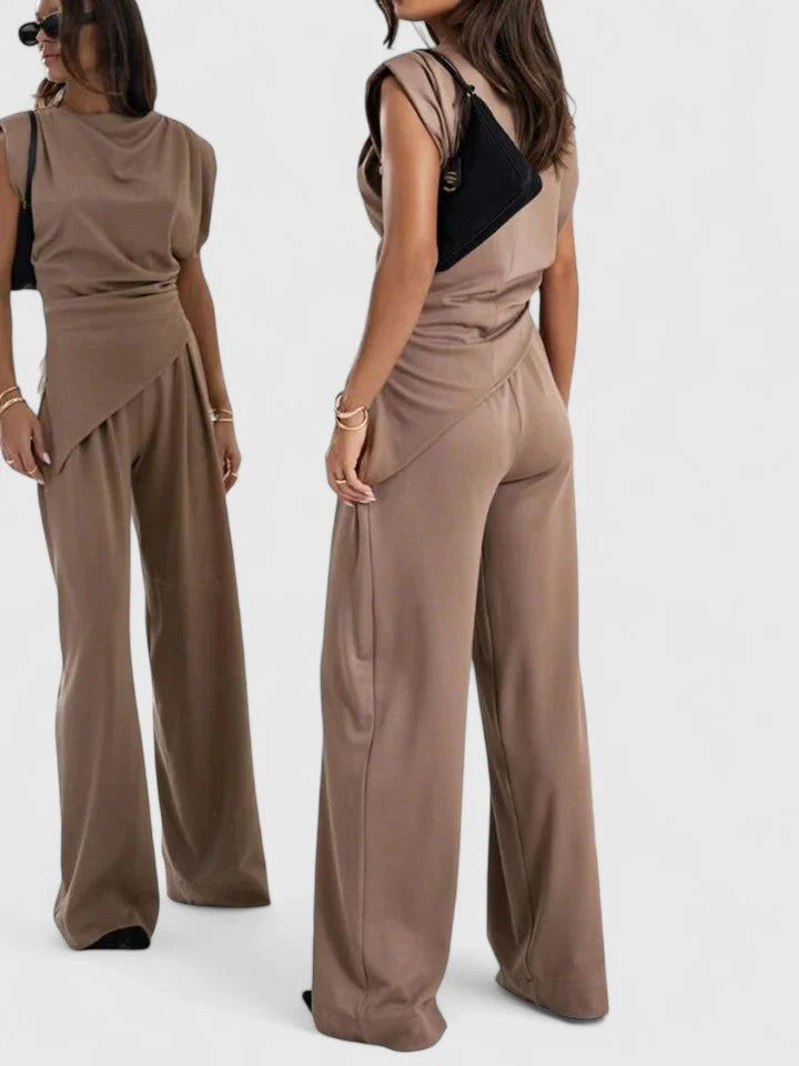 Laiza | Women's Draped Two-Piece Set Wide Leg Pants Occasion Outfit - Image 13