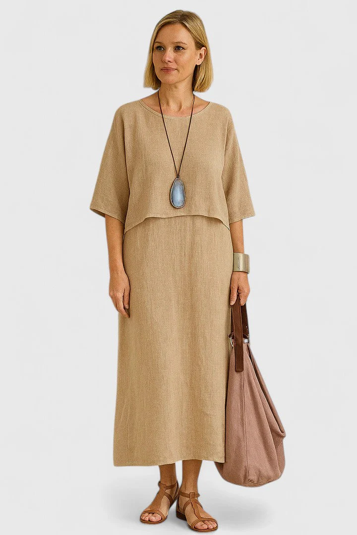 Lea | Women's Two-Piece Set Maxi Dress & Short Sleeve Top - Image 6