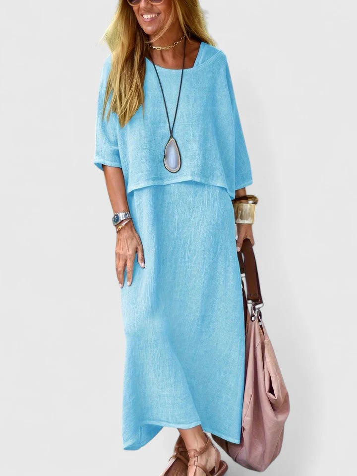 Lea | Women's Two-Piece Set Maxi Dress & Short Sleeve Top - Image 7
