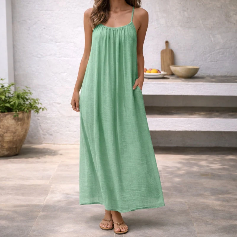 Lena | Women's Maxi Dress Spaghetti Strap Sundress - Image 4
