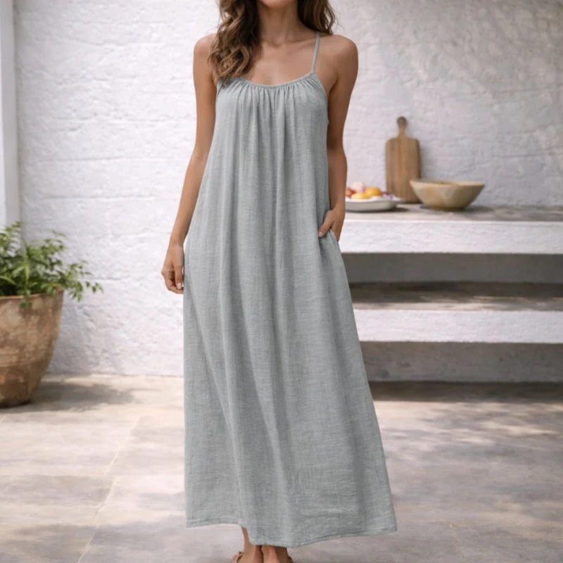 Lena | Women's Maxi Dress Spaghetti Strap Sundress - Image 7