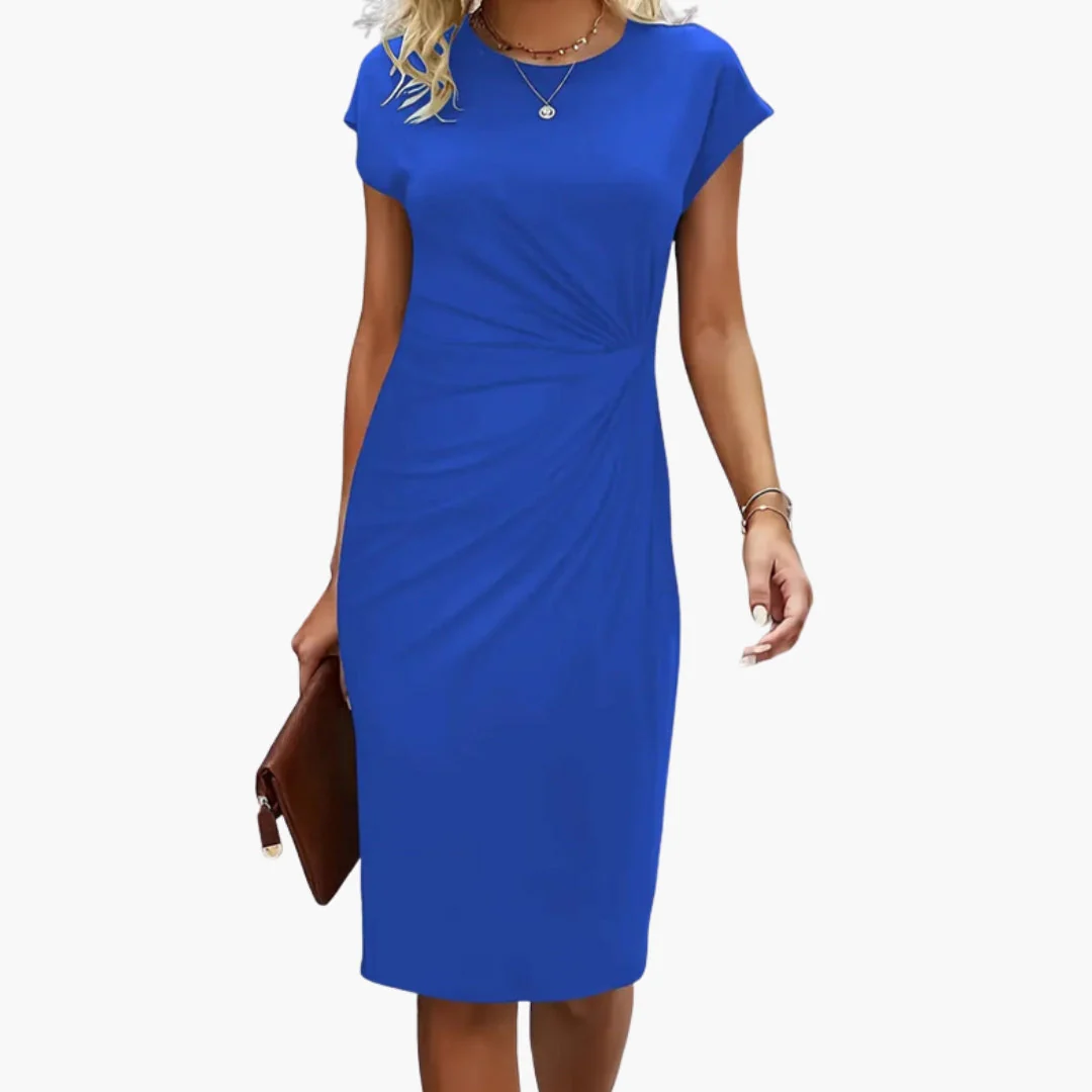 Lucille | Women's Round Neck Short Sleeve Midi Dress - Image 3