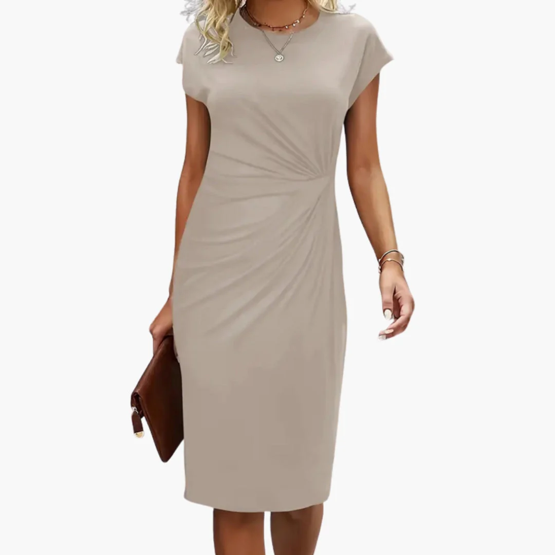 Lucille | Women's Round Neck Short Sleeve Midi Dress - Image 5