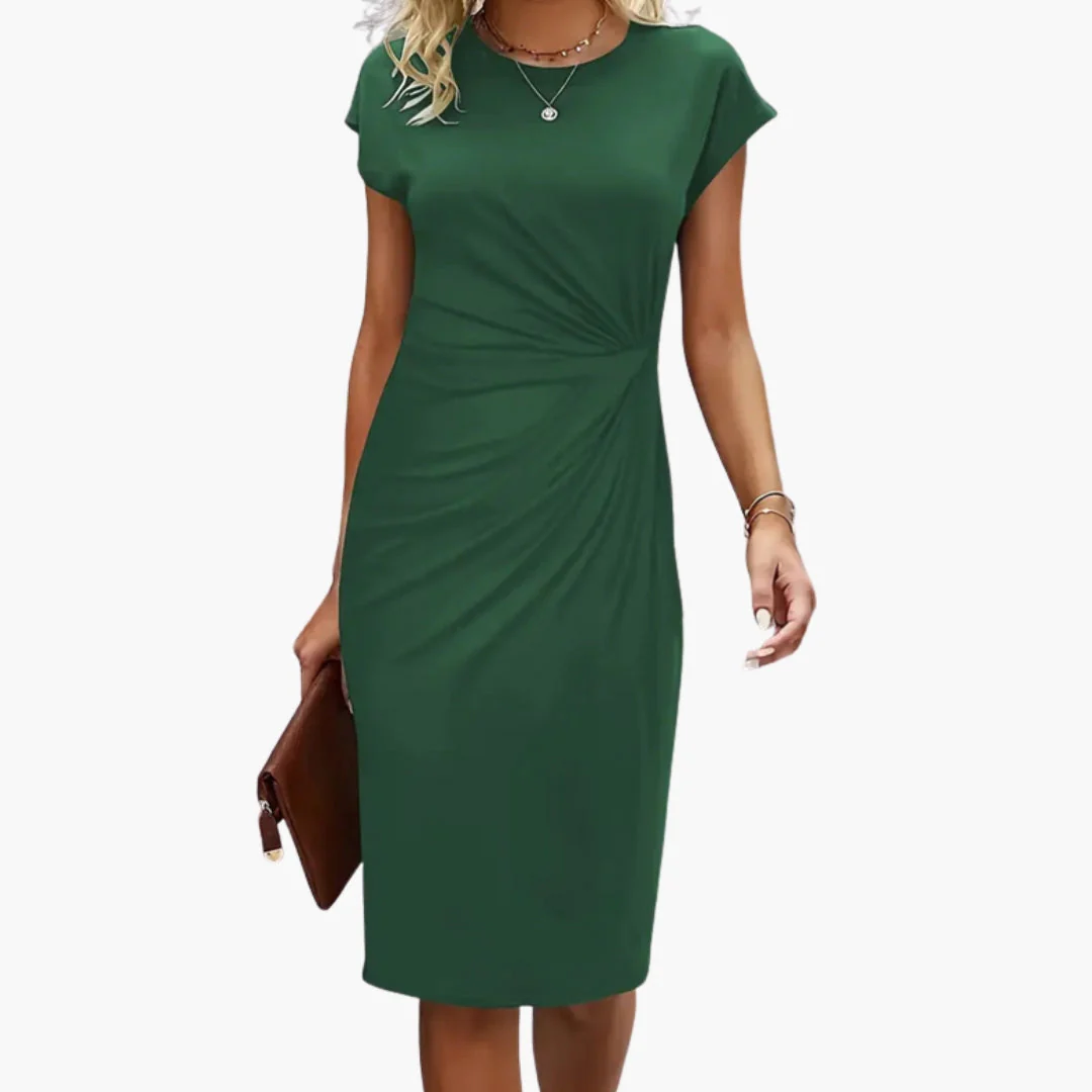 Lucille | Women's Round Neck Short Sleeve Midi Dress - Image 6