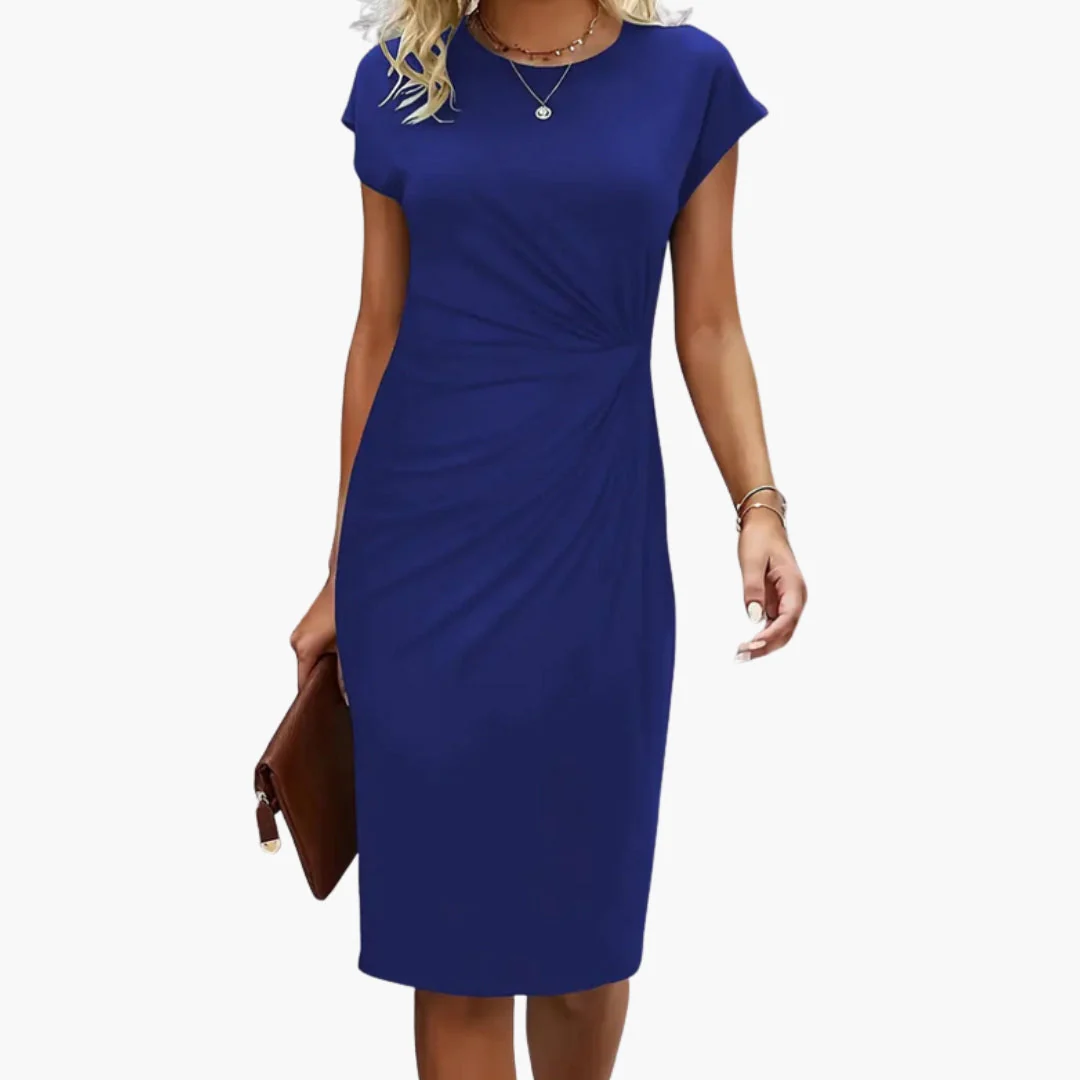 Lucille | Women's Round Neck Short Sleeve Midi Dress - Image 7