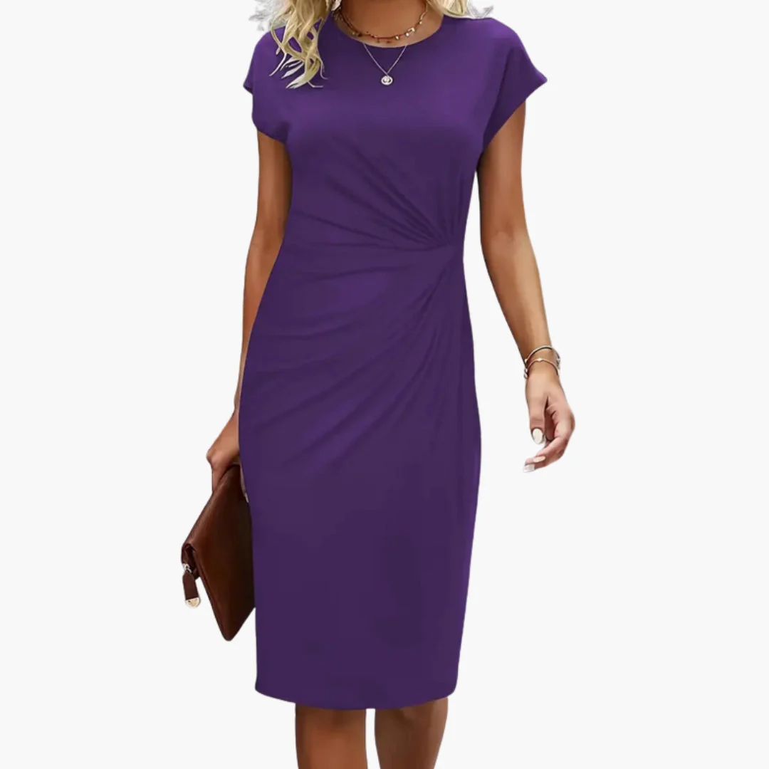 Lucille | Women's Round Neck Short Sleeve Midi Dress - Image 8