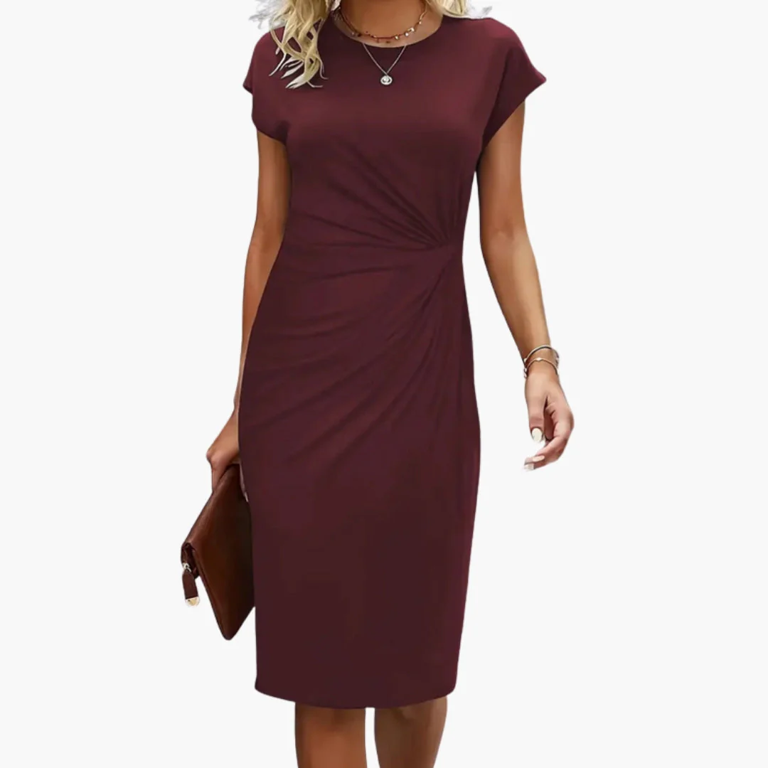Lucille | Women's Round Neck Short Sleeve Midi Dress - Image 9