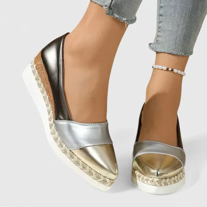 Luna | Women's Metallic Espadrille Wedge Loafers Platform Slip-On