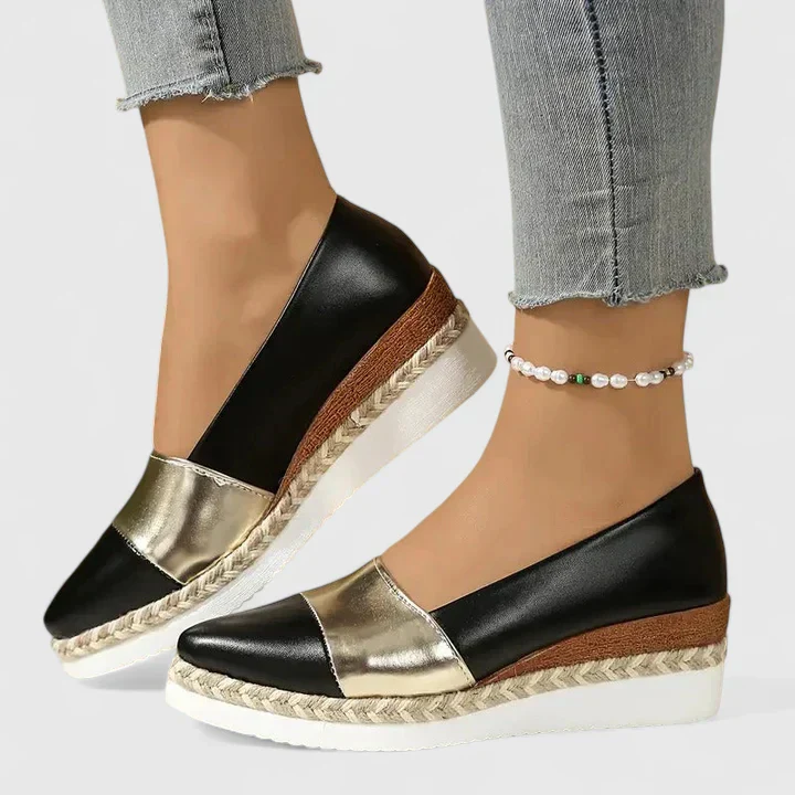 Luna | Women's Metallic Espadrille Wedge Loafers Platform Slip-On - Image 6