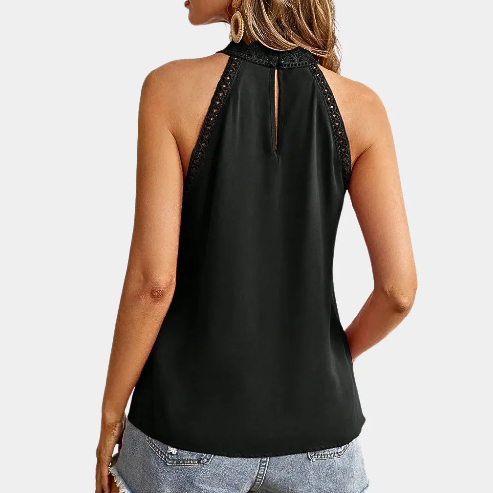 Luna | Women's Sleeveless Lace Halter Top Mock Neck - Image 6