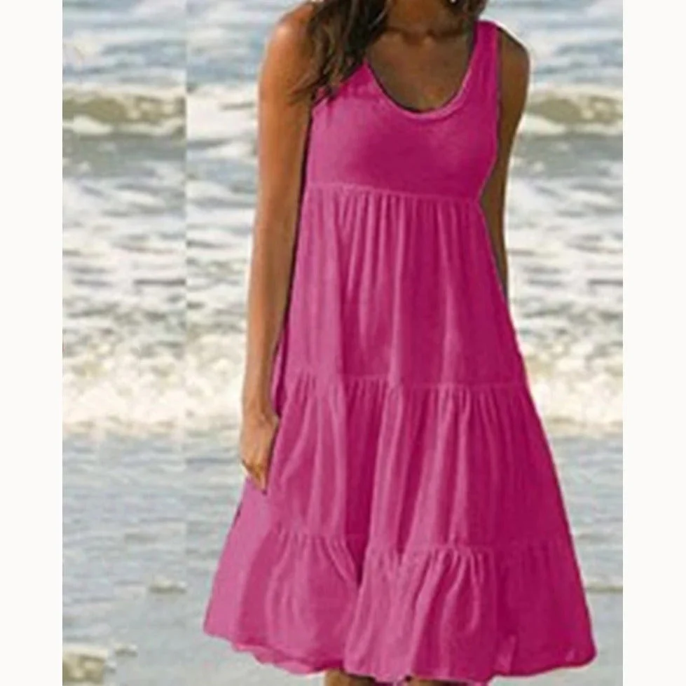 Luna | Women's Sleeveless Tiered Midi Dress Boho Summer - Image 10