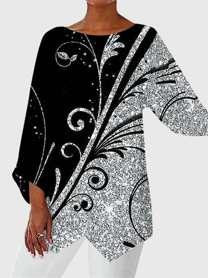 Lyanna | Women's Butterfly Print Asymmetric Hem Top - Image 6