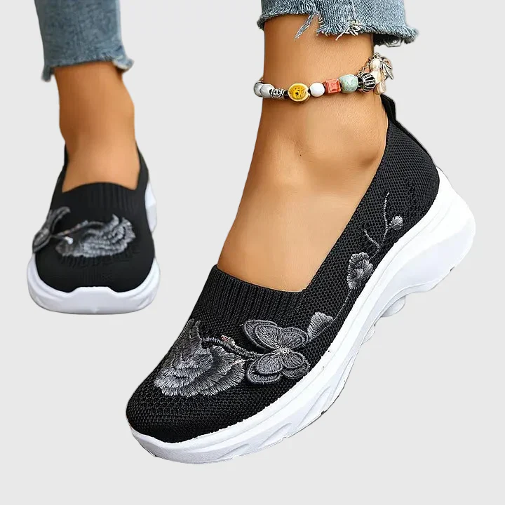 Lydia | Women's Butterfly Embroidered Slip On Sneakers