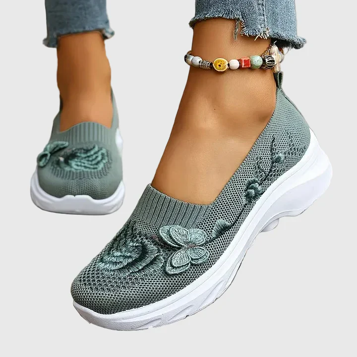 Lydia | Women's Butterfly Embroidered Slip On Sneakers - Image 2