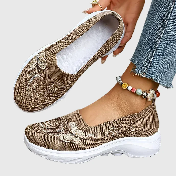 Lydia | Women's Butterfly Embroidered Slip On Sneakers - Image 3