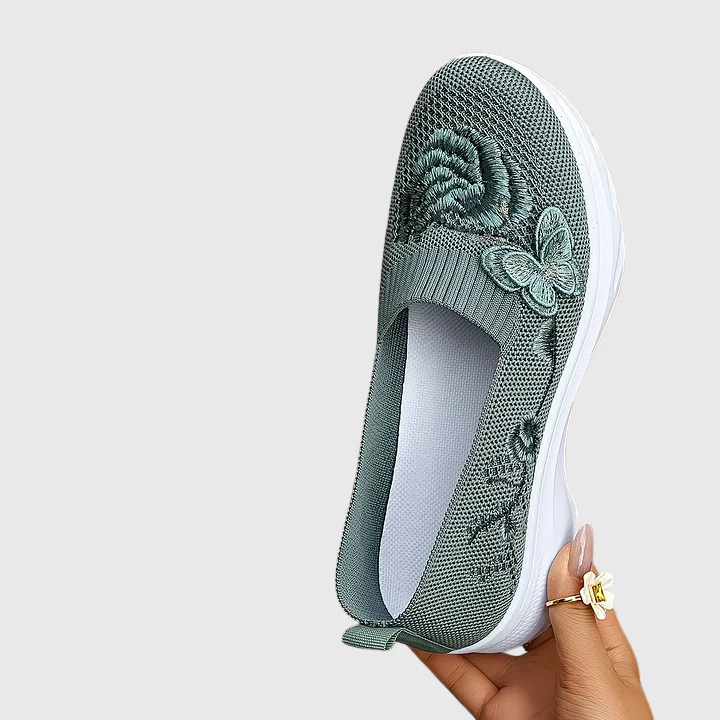 Lydia | Women's Butterfly Embroidered Slip On Sneakers - Image 5