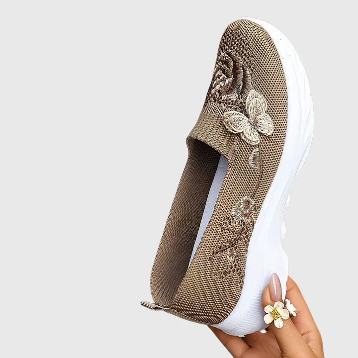 Lydia | Women's Butterfly Embroidered Slip On Sneakers - Image 7