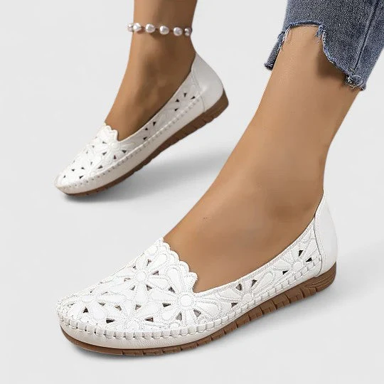 Lydia | Women's Perforated Slip On Flats - Image 5