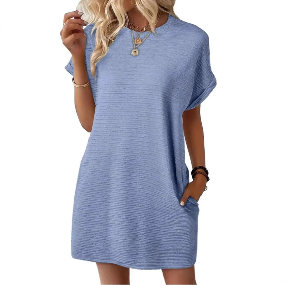 Maggie | Women's Short Sleeve T-Shirt Mini Dress with Pockets - Image 11