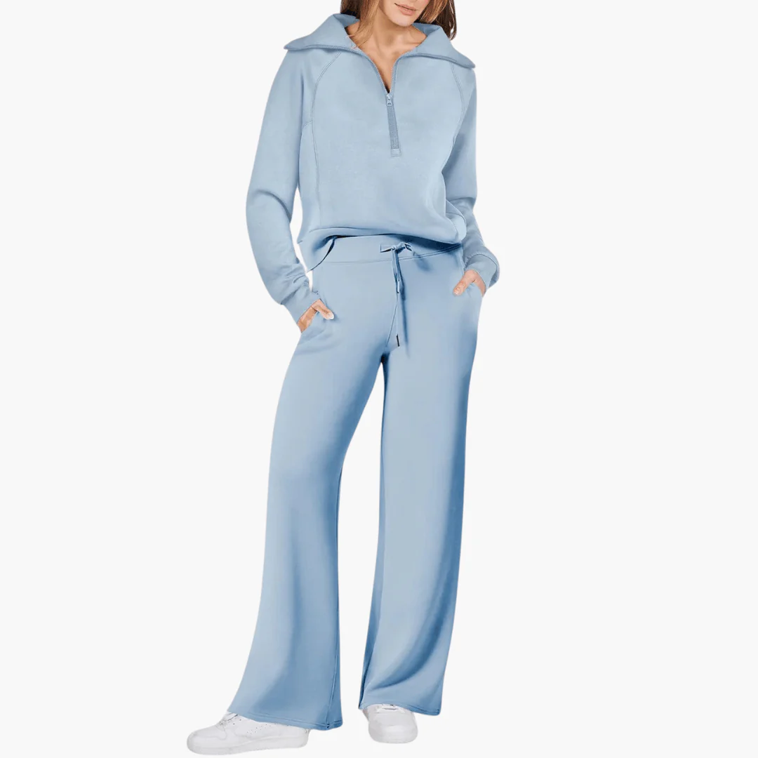 Magnolia | Women's Zip Up Hoodie Wide Leg Lounge Set - Image 3
