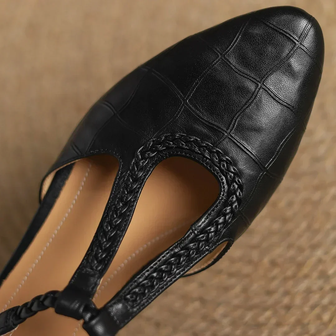 Margot | Women's Leather T-Strap Mary Jane Flats Pointed Toe Flat - Image 10