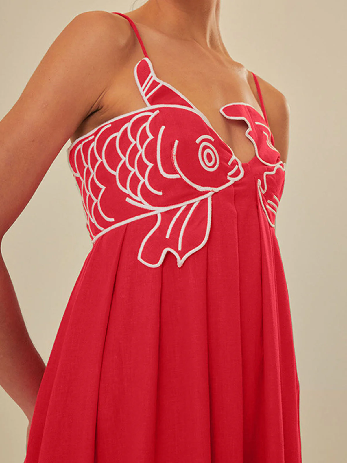 Marisol | Women's Embroidered Spaghetti Strap Maxi Shift Dress - Image 4
