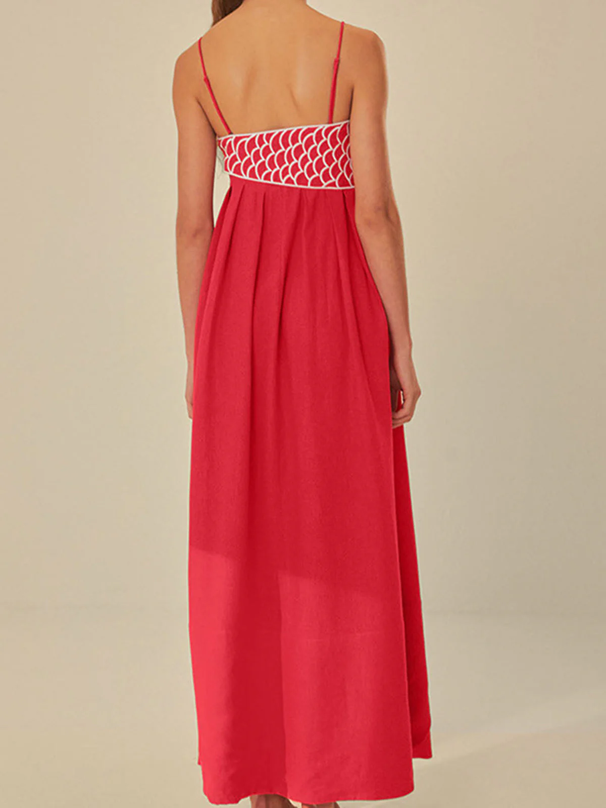 Marisol | Women's Embroidered Spaghetti Strap Maxi Shift Dress - Image 5