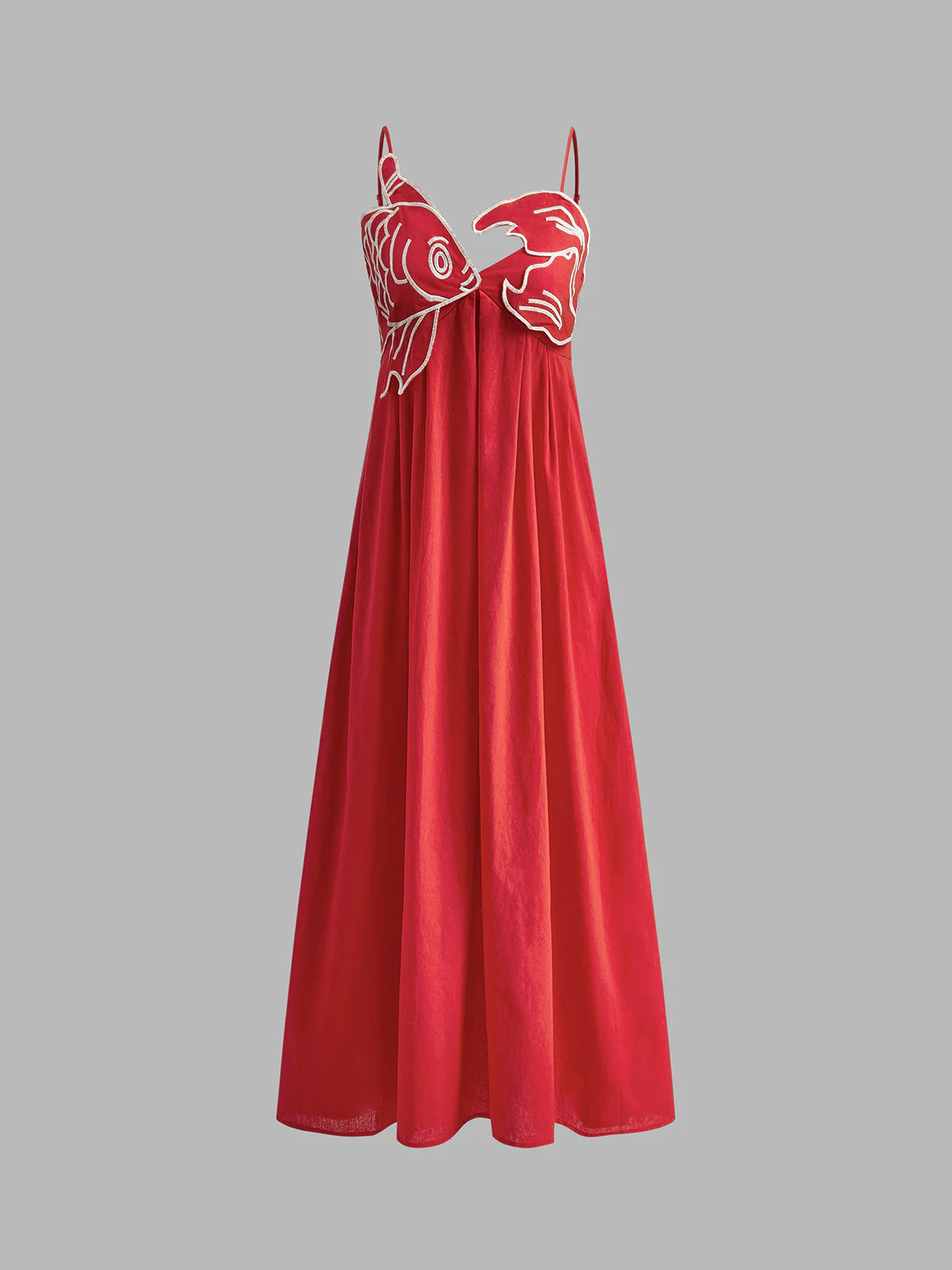 Marisol | Women's Embroidered Spaghetti Strap Maxi Shift Dress - Image 7
