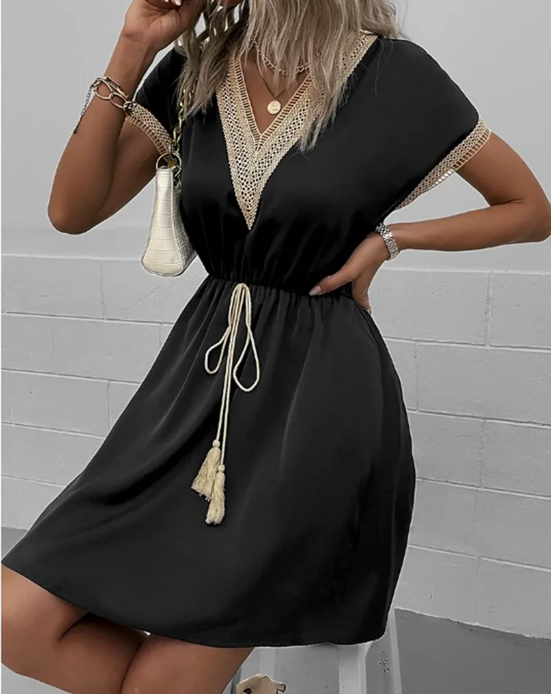 Matilda | Women's V Neck Boho Flowy Draped Dress Casual - Image 3
