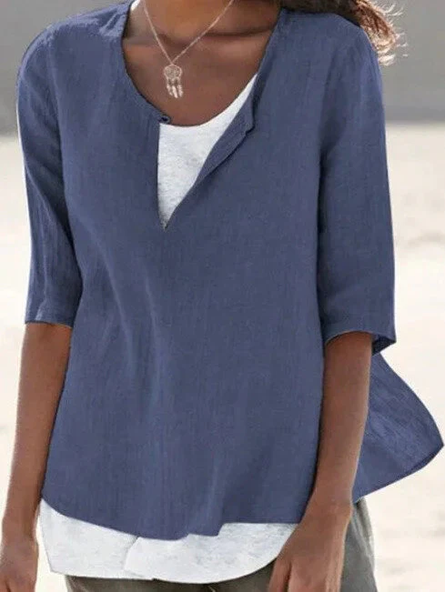 Maya | Women's 3/4 Sleeve Blouse Split Neck Casual Top - Image 4