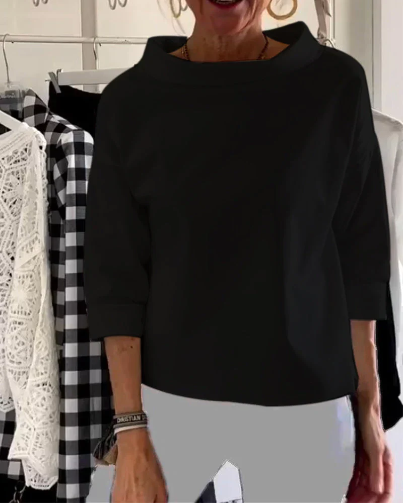Maya | Women's Bateau Neck 3/4 Sleeve Casual Top - Image 3