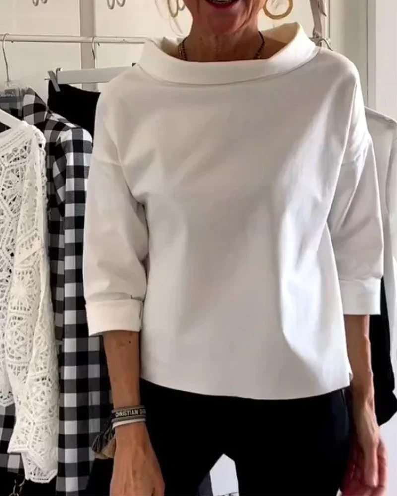 Maya | Women's Bateau Neck 3/4 Sleeve Casual Top - Image 4
