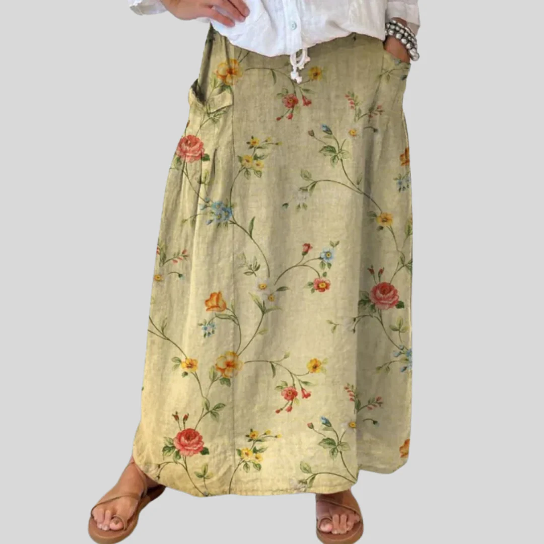Mella™ | Retro Elegant Floral Art Elastic waistband Pocket Skirt - Image 4