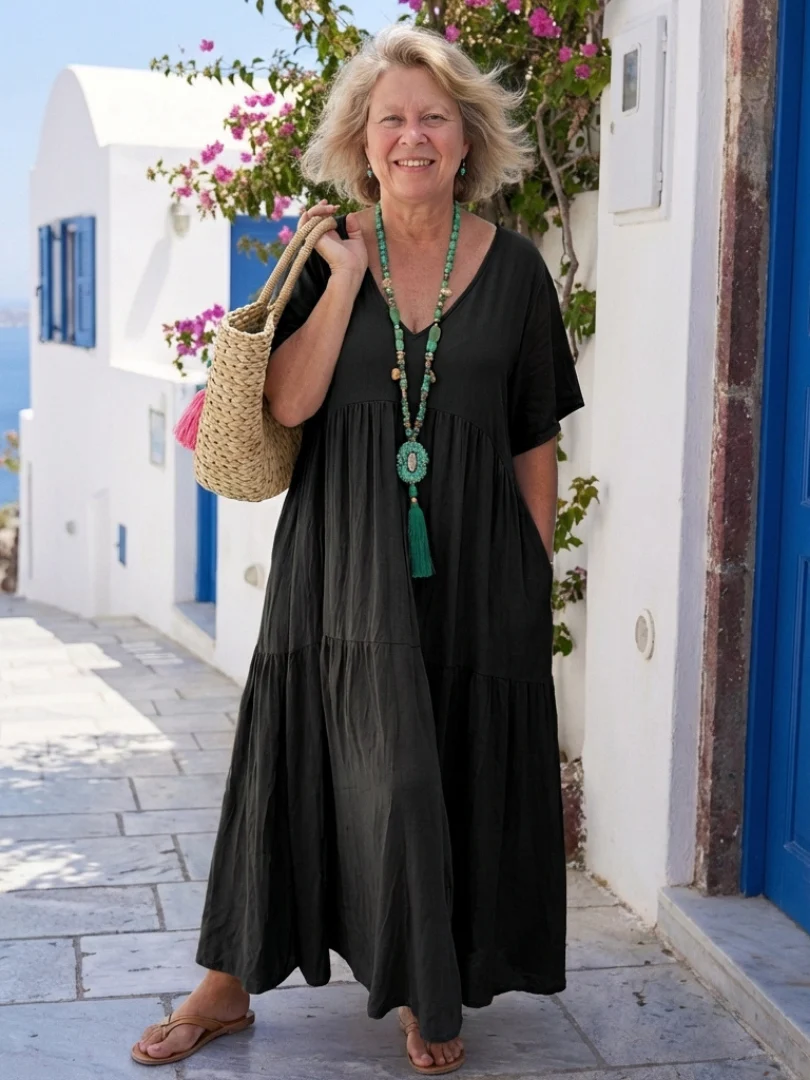 Melody | Women's Short Sleeve Tiered Maxi Dress - Image 4