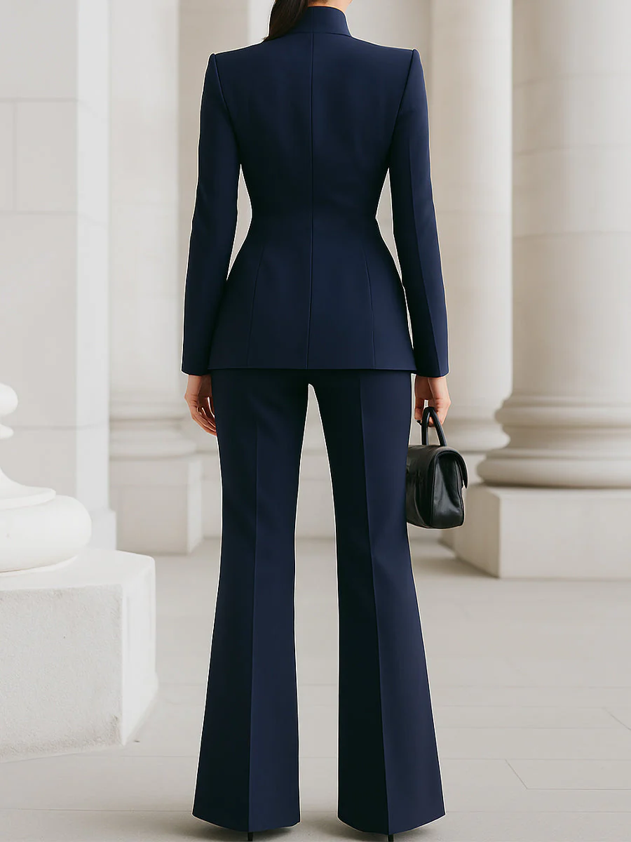 Mirabella | Women's Navy Blazer Pants Set - Image 8