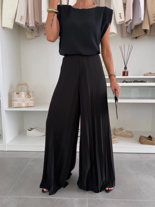 Mirabelle | Women's Sleeveless Top Wide Leg Pants Set - Image 6