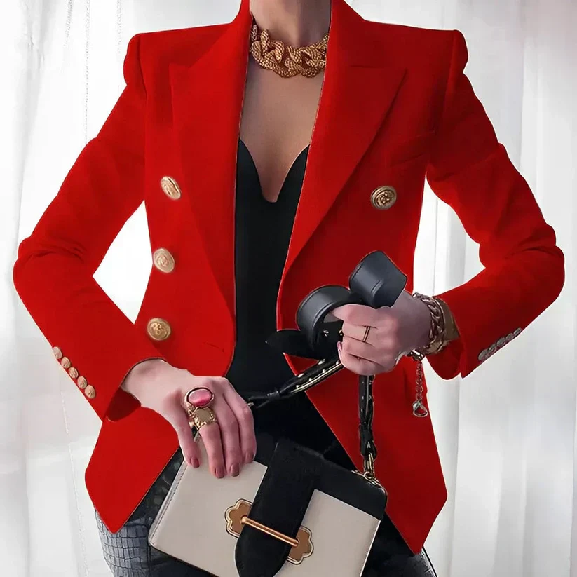 Monroe | Women's Classic Double-Breasted Blazer with Gold Buttons - Image 3